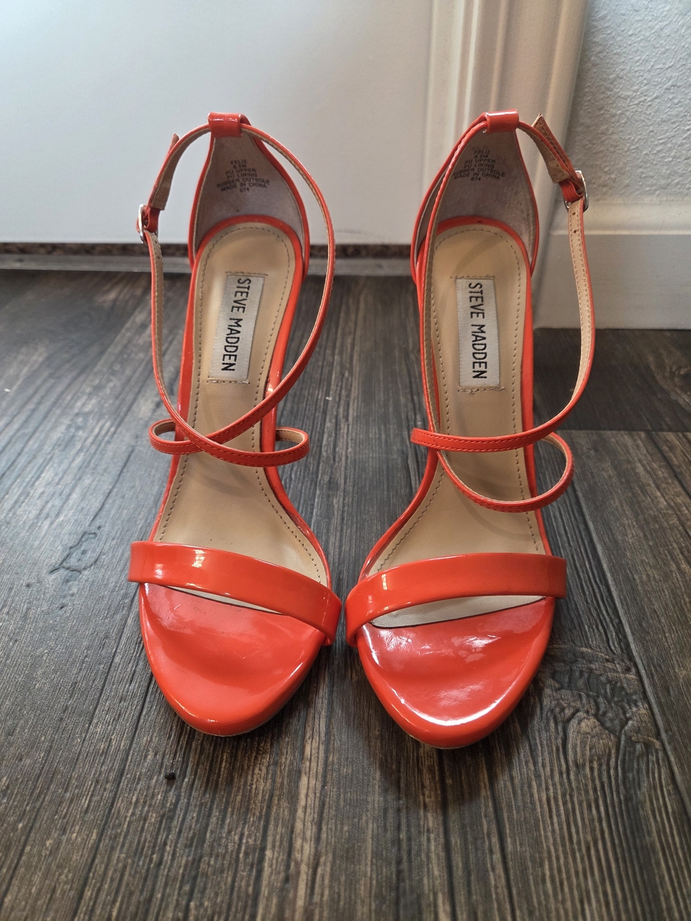 Steve Madden Orange Strappy Patent Sandals